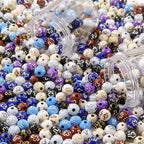 8mm Acrylic Beads 600pcs Cross Bead Multicolor Spacer Bubble Beads Plastic Crafts Bead for DIY Necklaces Bracelets Earrings Jewelry Making (Cross) - color: black&brown