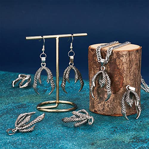 Fashewelry 30Pcs Dragon Claw Shape Metal Glue-in Bails Tibetan Style Metal 6-Paw Pendant End Caps Holder Engraving Carved for No Hole Beads Textured Connectors for Dangle Bead Charms Jewelry Making - color: Antique Silver