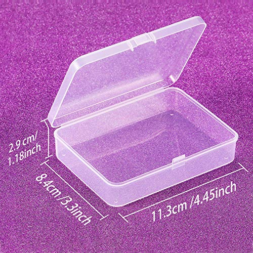 SATINIOR 12 Pack Clear Plastic Beads Storage Containers Box with Hinged Lid for Beads and More (4.45 x 3.3 x 1.18 Inch) - size: 4.45 X 3.3 X 1.18 Inch