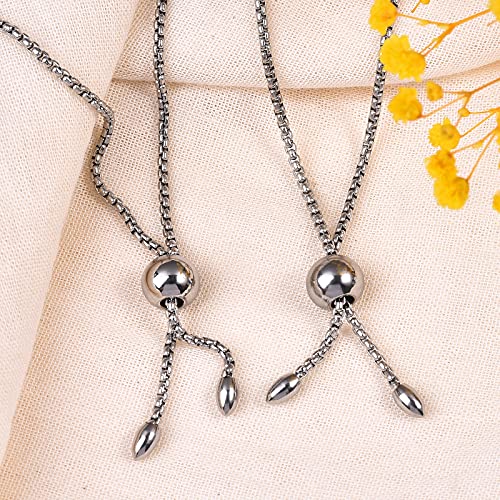DanLingJewelry 10Pcs 304 Stainless Steel Adjustable Bolo Bracelets Slider Extender Chains with Box Chains for Bracelets Jewelry Making - color: StyleⅨ-10 pcs-Platinum