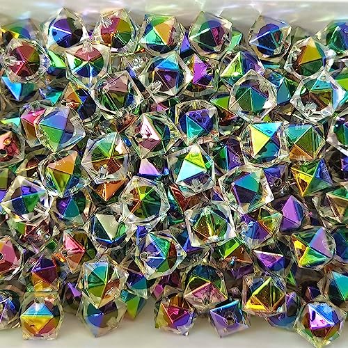 Mixed Lots Shiny AB Color Acrylic Faceted Cube Bead DIY Beading Hairband Bracelets Necklace Craft Embelishment (Gradient-Cube) - color: Gradient-Cube