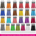 PAXCOO Tassels for Jewelry Making, 50pcs Leather Tassel Keychain Charms Bulk with 50pcs Jump Rings for Bracelets, Acrylic Key Chain Blanks and Craft Supplies - size: 38 mm
