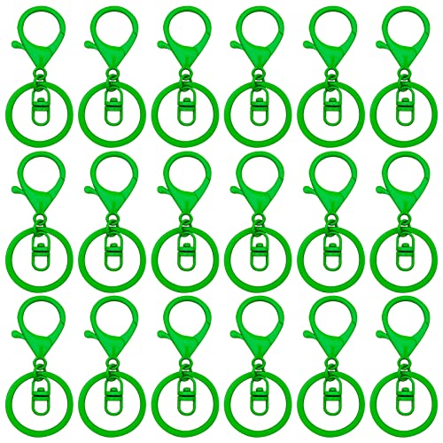 30Pcs Lobster Claw Clasps Keychain for Jewelry Making,Metal Lobster Clasp Swivel Trigger Clips with Swivel Clasps Hook Clips Flat Split Keychain Ring for DIY Craft Jewelry Making(Green) - color: Green