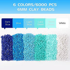 6000 Pcs Blue Clay Beads for Bracelets Making, Funtopia Heishi Beads Polymer Clay Beads, Flat Round Disc Clay Beads for Jewelry Making (6mm) - color: 1.Blue