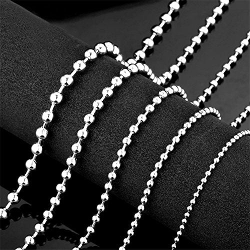 Titanium Stainless Steel Small Beads Ball Chain Necklace for Men Women 24-38 Inches Silver Black Gold - color: Silver, 4mm wide
