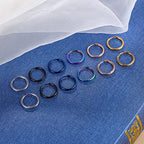 316L Surgical Stainless Steel Small Hoop Earrings 8mm 10mm 12mm 14mm Hypoallergenic Huggie Hoop Earrings Helix Lobes Hinged Sleeper Earrings Cartilage Piercings - color: D: Diameter 14mm (6 Color),6 Pairs