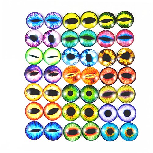 Julie Wang 18mm 40pcs Mixed Dragon Eyes Flatback Glass Cabochon Dome for Artworks Making Jewelry Settings Craft DIY Findings - size: 18MM-40PCS