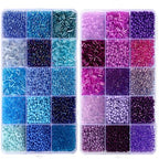 Jexine 2 Sets 30 Colors Glass Seed and Bugle Beads Kit Small Loose Craft Beads for Jewelry Making DIY Crafts Bracelets and Necklaces(Blue, Purple) - color: Blue, Purple