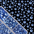 4000Pcs Mixed Size Hot Fix Round Crystals Gems Glass Stones Hotfix Flat Back Rhinestones (Light Blue) - color: Light Blue, size: 4000 Count (Pack of 1)