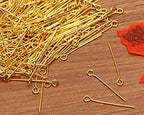Shapenty 200PCS Mini Metal Wire Eyepins Beading Small Open Eye Head Pins Needles Bulk for DIY Craft Bead Earring Pendant Necklace Bracelet Jewelry Charm Finding Making (24mm/1Inch, Gold) - color: Gold, size: 24 mm
