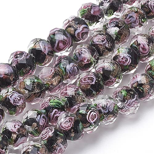 PH PandaHall 45pcs 9~12mm Gold Sand Lampwork Beads Glass Handmade Round Loose Beads for Rosary Making Jewelry Craft Making with 2mm Hole - Black - color: Black, size: 12mm