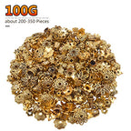 BronaGrand 100 Gram(About 250-350pcs) Bali Style Jewelry Making Metal Bead Caps Deluxe New Mix,Antique Gold - color: Antique Gold