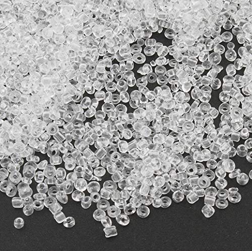 Perlin Glass Seed Beads 2mm 11/0 Round Mini Small Pony Beads 6500pcs for Making Earrings Bracelets Pendants Waist Jewelry DIY Handmade Transparent Color Kit (White) - color: White