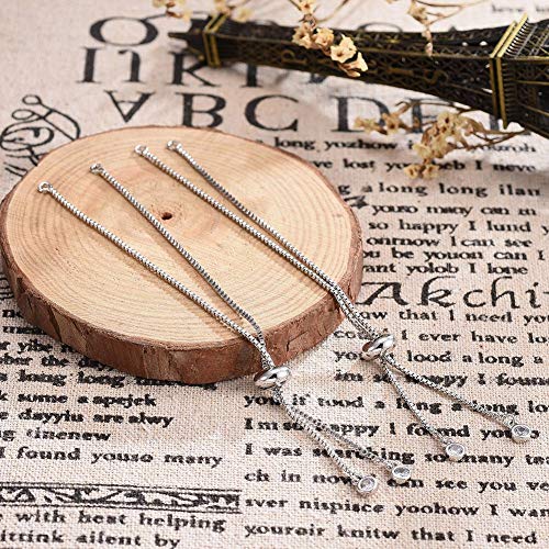 DanLingJewelry 5pcs Adjustable Slider Metal Bracelet Slider Extender Chains with Rhinestone Charms for Jewelry Making DIY 8 Inches(223mm) P - color: StyleⅩ-5 pcs-Platinum