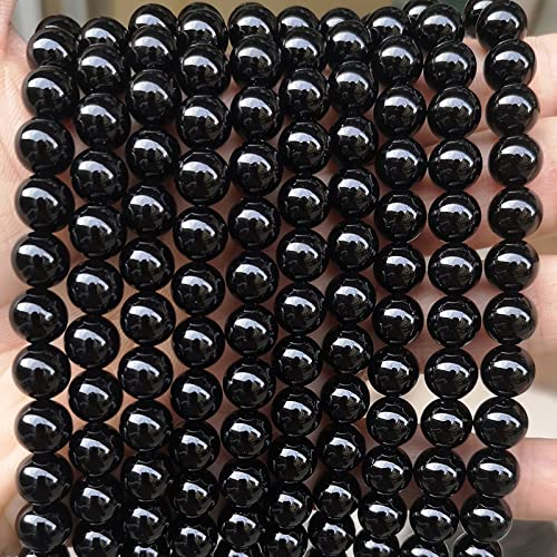 45pcs 8mm Black Agate Beads Natural Gemstone Beads Round Loose Beads for Jewelry Making - color: Black Agate, size: 8mm