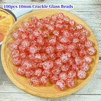 100pcs Crackle Glass Beads 10mm Round Crystal Glass Spacer Crafts Beads for Jewelry Making Necklace Bracelet Earrings DIY Crafts(Peach) - color: Peach, size: 10mm