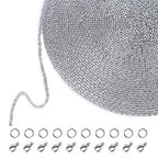 33 Feet Necklace Chains Stainless Steel DIY Link Chain Necklaces with 20 Lobster Clasps and 30 Jump Rings for Jewelry Making(1.5 mm Wide) - size: 1.5 mm Wide