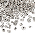 Craftdady 150pcs Antique Silver Tibetan Style Alloy Beads Rectangle Round Column Flat Round Column Leaf Oval Metal Spacer Beads Retro Craft Loose Bead 5.5-12 mm for DIY Bracelet Jewelry Making - color: Antique Silver 15 Style