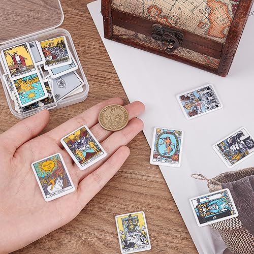 SUNNYCLUE 1 Box 18 Styles Tarot Charms Tarot Card Charm Bulk Acrylic Lucky Fortune Astrology Divination Amulet Magic Pendants for Jewelry Making DIY Crafts Supplies - style: Tarot 1