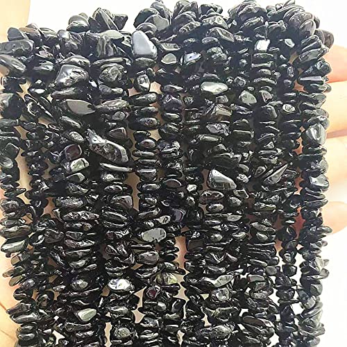 3-5mm Natural Black Tourmaline Gemstone Chips Loose Beads Semi Precious for Jewelry Making DIY Handmade Craft Supplies 1 Strand per Bag Approxi 32" - color: Bluck Tourmaline