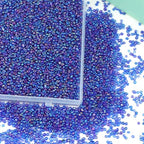Size 2 mm 11/0 Glass Seed Beads, 10100 Pcs Small Mini Spacer Loose Pony Beads for Jewelry Making and DIY Crafts (AB Blue Purple) - color: AB Blue Purple, size: Small