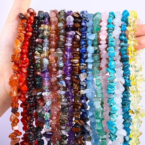 200pcs Natural Chip Stone Beads Gemstone Healing Crystal Loose Rocks Bead Irregular Glass Seed Charm Beads Drilled DIY for Jewelry Bracelet Necklace Earrings Making Crafting Supplies (Red, 5-8mm) - color: red