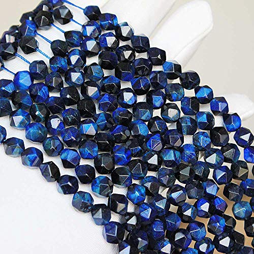 MJDCB Best Sellers Natural Stone Beads Faceted Polygon Blue Tiger Eye Crystal Energy Stone Healing Power for Jewelry Making(8mm) - color: Blue Tiger Eye