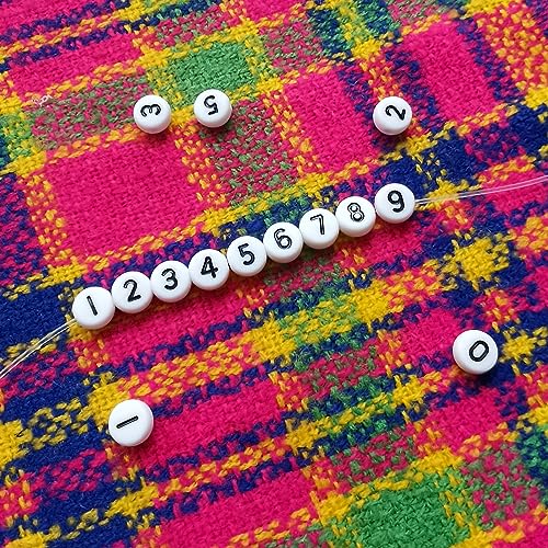 Amaney 500pcs White Acrylic Number Beads 7x4mm Mixed Number Beads Acrylic Plastic Round Shape Loose Beads - color: White, size: 7x4mm
