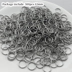 500pcs 12mm Stainless Steel Jump Rings Connector O Rings Accessories for Bracelet Necklace Earrings Lanyard Keychain DIY Craft Jewelry Making Supplies - size: 12mm