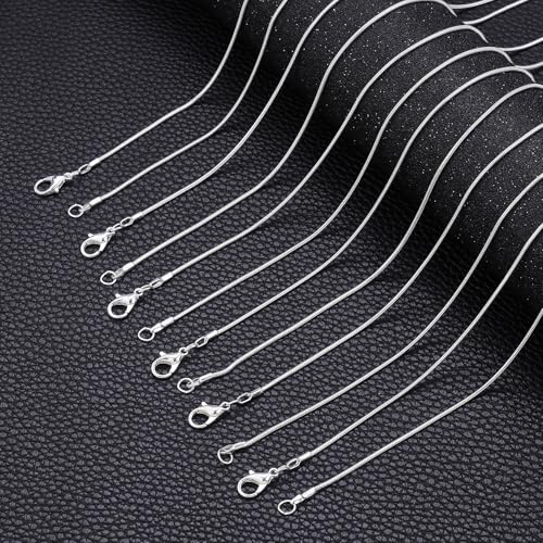 Topacket 24 Pack Necklace Chains Bulk,Silver Plated Snake Necklace Chains for Jewelry Making 16 Inches - color: Silver, size: 16inches