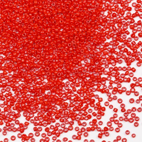 Seed BeadsBulk 2mm Red Seed Beads for Jewelry Making 200 Grams About 18880pcs,12/0 Glass Craft Beads for Making Earrings, Bracelets, Pendants, Waist Jewelry, DIY Handmade Seed Beads (Red) - color: Red, size: 2mm