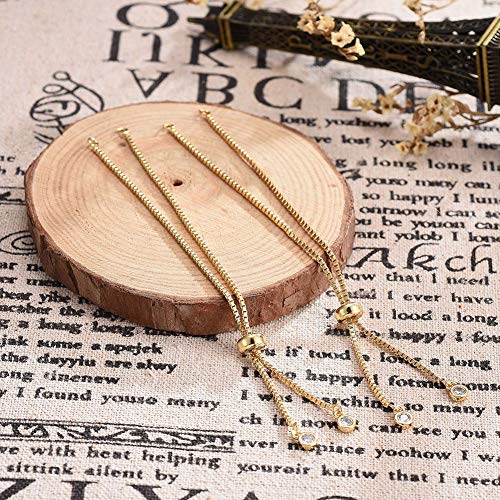 DanLingJewelry 10Pcs 18K Gold Plated Adjustable Slider Bracelet Slider Extender Chains with Cubic Zirconia for Jewelry Making - color: StyleⅢ-10 pcs-Golden