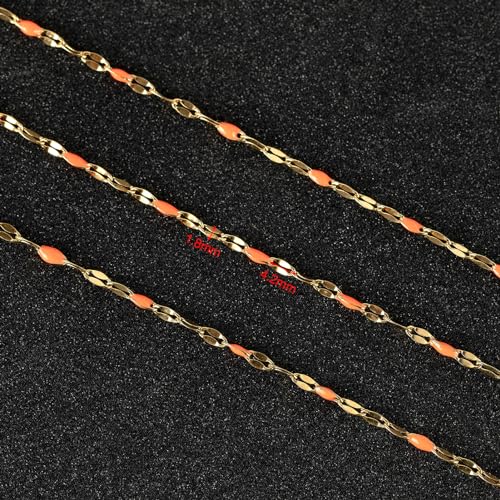 UMAOKANG 5 Meters Bulk Chain for Jewelry Making - Gold Plated Stainless Steel DIY Jewelry Supplies Findings - color: Gold-Orange