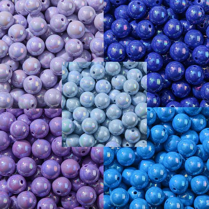 16mm Acrylic Bead 100pcs AB Royal Blue Color Acrylic Bead Chunk Bubblegum Beads for DIY Crafting Necklace Bracelet Jewelry Making Keychain (Royal Blue) - color: royal blue
