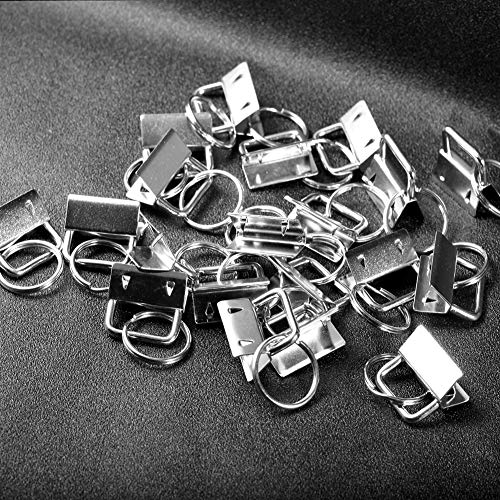 SPEEDWOX Key Fob Pliers and 20 Sets 1 Inch Key Fob Hardware with Keychain Split Rings Webbing Fabric Strapping Wristlet Set White Nickel Glass Breaking Pliers Tools Rubber Tips - size: 1" White Nickel