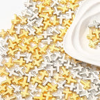 300pcs Cross Beads Gold&Silver Crosses Spacer Bead Bulk for DIY Crafting Necklace Bracelet Jewelry Making Keychain (Golden&Silver) - color: golden&silver