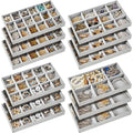 Junkin 12 Pcs Jewelry Tray Velvet Stackable Jewelry Organizer Trays Divided Earring Accessories Storage Containers Box (Rose Red) - color: Gray