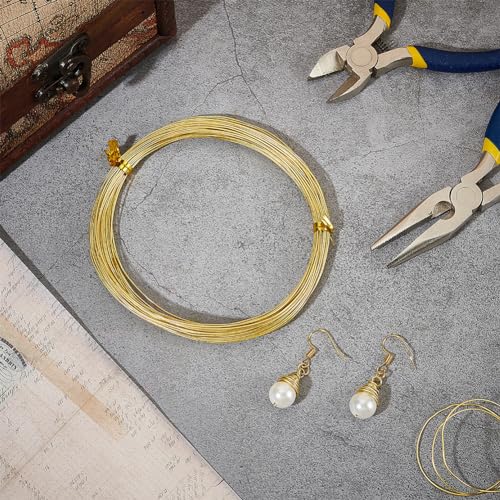 BENECREAT 65.6 Feet 23 Gauge(0.6mm) Brass Craft Jewelry Wire Gold Artistic Beading Wire Tarnish Resistant Copper Wire for Jewelry Beading Craft Making Ring Earrings DIY - size: 23 Gauge
