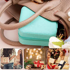 Neveika Mini Jewelry Box Leather Jewellery Ring Organizer Case Storage Gift Box Girls and Women (4pcs blue). - color: blue