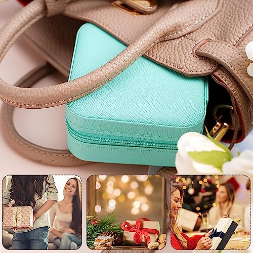 Neveika Mini Jewelry Box Leather Jewellery Ring Organizer Case Storage Gift Box Girls and Women (4pcs blue). - color: blue