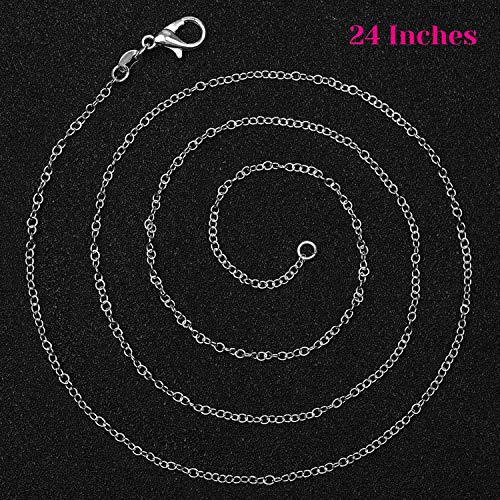 Necklace Chain Bulk for Jewelry Making, Cridoz 36 Pack Jewelry Chain Silver Plated Necklace Chains for Jewelry Making, 1.2 mm (24 Inches) - size: 24 Inches
