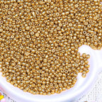 5000pcs Glass Seed Beads, 3mm 8/0 Small Individual Color Seed Beads Mini Pony Bulk for DIY Bracelet Necklaces Wrist Jewelry Making, Gold - color: Gold