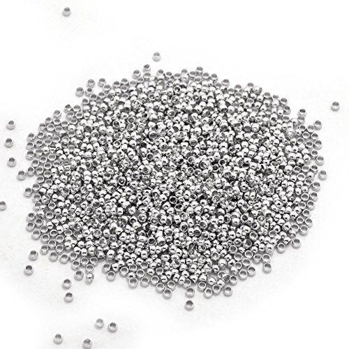 Honbay 2000pcs 2mm Round Crimp Beads Spacer Stoppers Beads for DIY Jewelry Making (Silver)