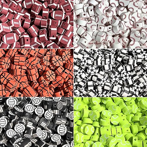 100 Pcs Sport Ball Polymer Clay Beads Mixed Heishi Spacer Beads Supplies for DIY Bracelet Earring Necklace Jewelry Making - color: Ball