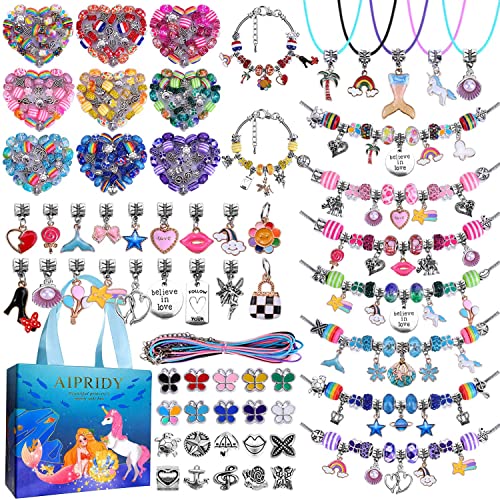 AIPRIDY 150 Pieces Charm Bracelet Making Kit,Unicorn Mermaid Crafts Gifts Set Can Inspires Imagination and Creativity,Jewelry Making Kit Perfect Gifts for Girls 5-12 Years Old (150 Pieces) - color: 150 Pieces