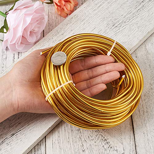 Fashewelry 32.8 Feet 5mm Gold Aluminum Wire Bendable Metal Craft Wire for Beading Sculpting Jewelry Making - color: Round-Gold, size: 5mm