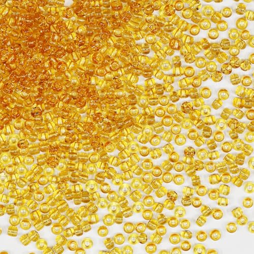 Transparent Brown Color 3mm Seed Beads About 3500pcs/110Grams in Bag, 8/0 Glass Craft Beads for Earring Making Bracelet and Necklace （Transparent Brown） - color: Transparent Brown, size: 3mm