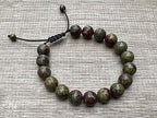 GAF TREASURES Grade A ++ Gemstone Round Bead Adjustable Bracelet 10mm, Genuine Crystal Bead Bracelet, Gift for Men & Women - color: Dragon Blood Jasper