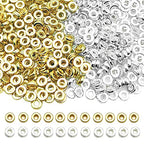 1000Pcs Flat Round Rondelle Spacer Beads for DIY Crafts,Gold Silver Disc Spacer Loose Beads for DIY Jewelry Making,Bracelet Necklace Earring Crafts - color: 1000pcs;Gold,Silver;Round