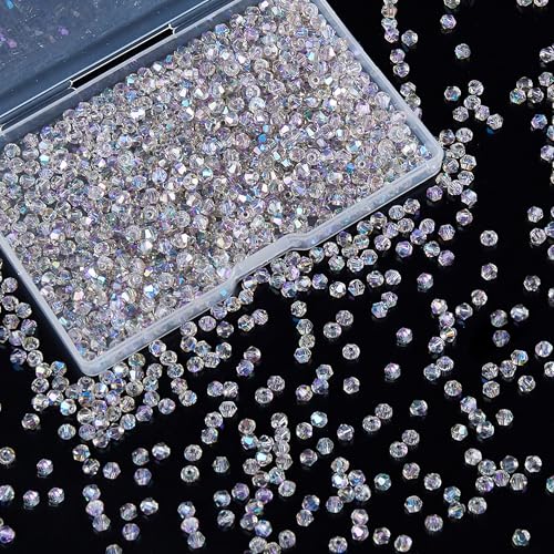 1200PCS 3mm Bicone Crystal Glass Beads for Jewelry Making, Sparkling Mini Beads for Suncatchers, DIY Bracelets & Craft Projects (AB Phantom Purple) - color: AB Phantom Purple, size: 3MM 1200Pcs